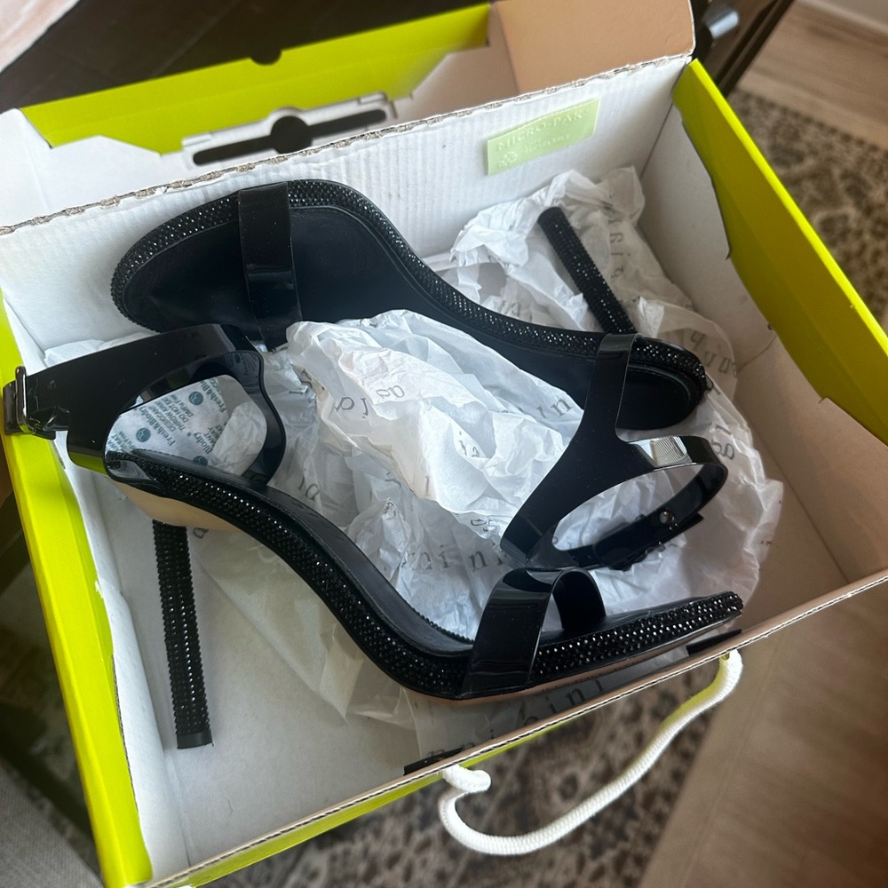 Gianni Bini Black Heels with Rhinestone Accents
